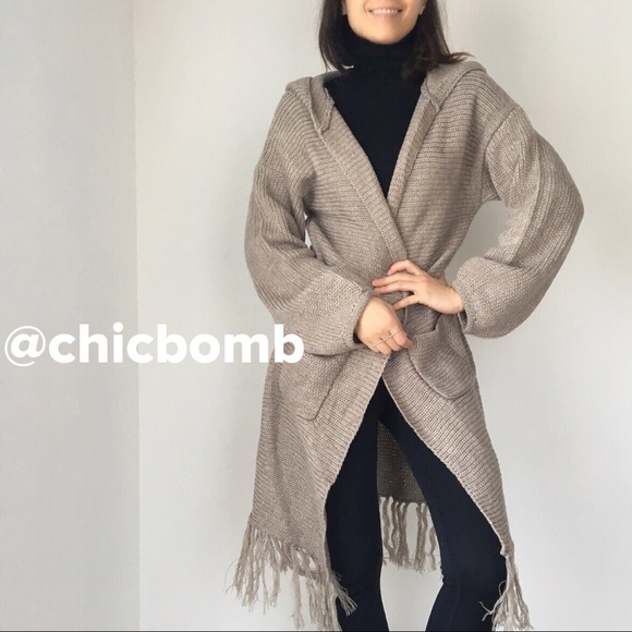 CHICBOMB Sweaters - MARA Knit hoodie long cardigan .